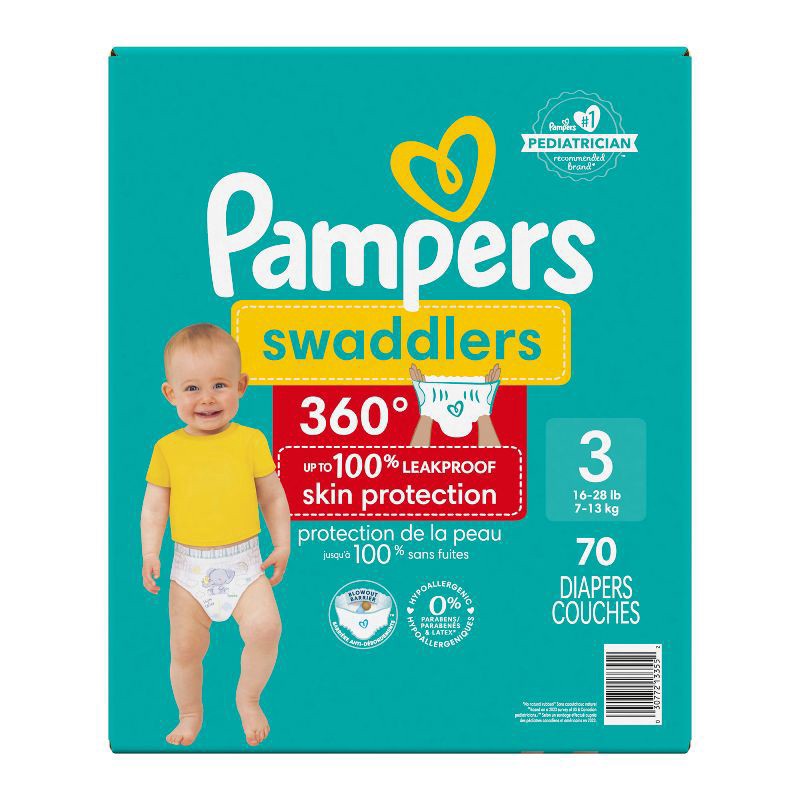 slide 8 of 12, Pampers Swaddler 360 Super Disposable Baby Diapers - Size 3 - 70ct, 70 ct
