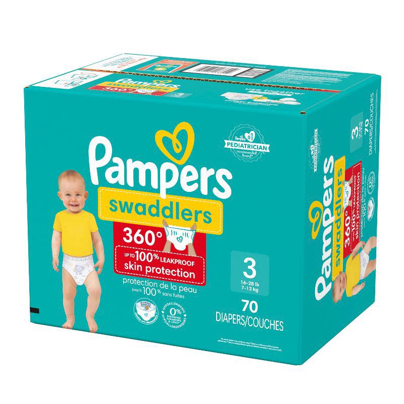 slide 7 of 12, Pampers Swaddler 360 Super Disposable Baby Diapers - Size 3 - 70ct, 70 ct