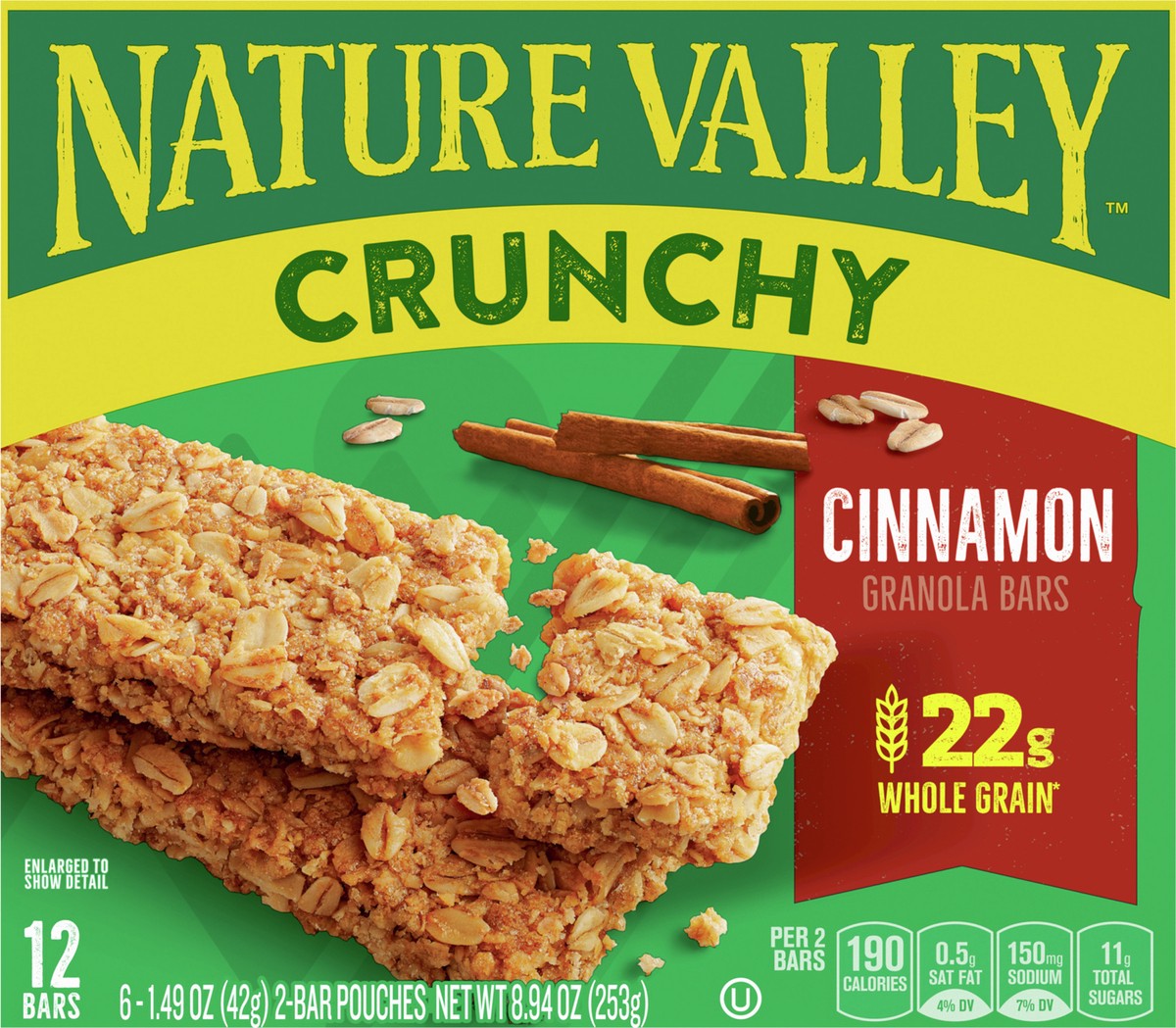 slide 12 of 13, Nature Valley Granola Bars  Crunchy, Cinnamon, 8.94 oz., 6 ct; 1.49 oz