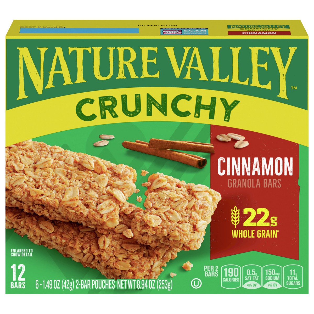 slide 1 of 13, Nature Valley Granola Bars  Crunchy, Cinnamon, 8.94 oz., 6 ct; 1.49 oz