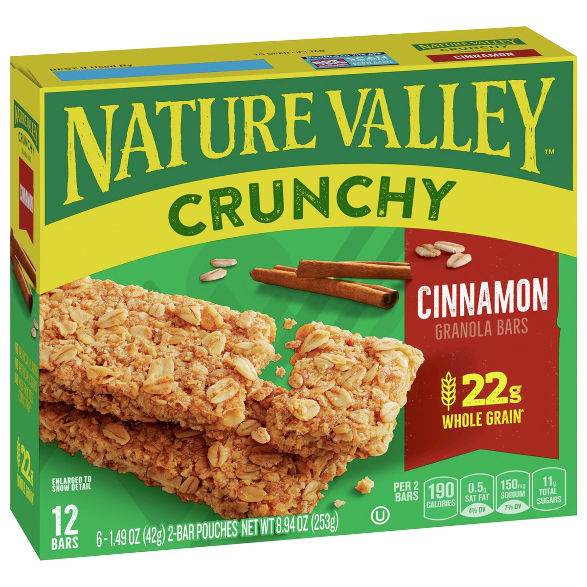 slide 8 of 13, Nature Valley Granola Bars  Crunchy, Cinnamon, 8.94 oz., 6 ct; 1.49 oz