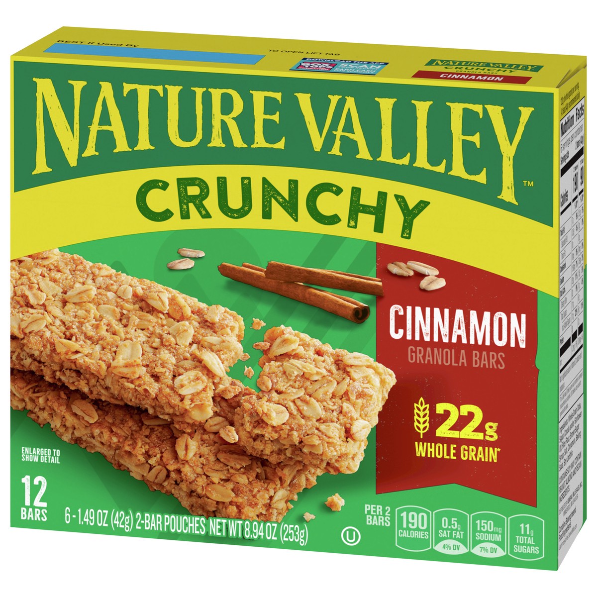 slide 9 of 13, Nature Valley Granola Bars  Crunchy, Cinnamon, 8.94 oz., 6 ct; 1.49 oz