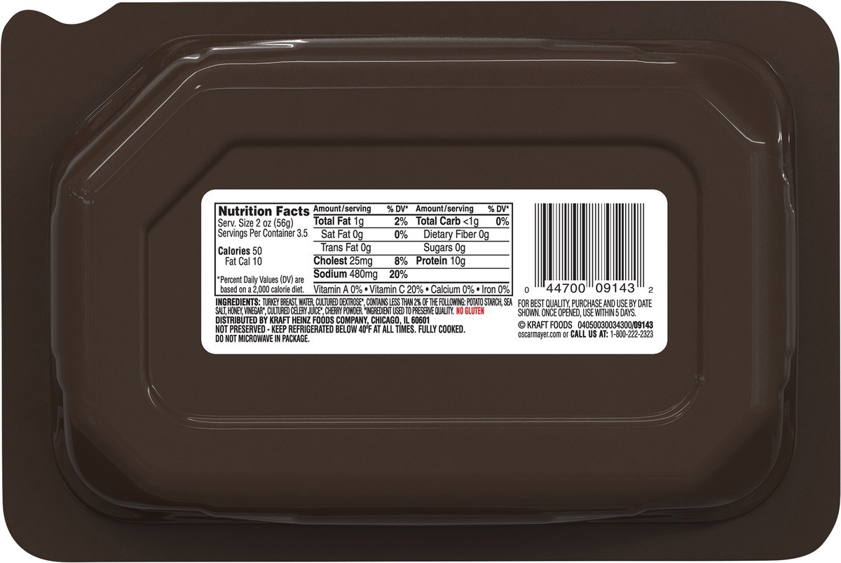 slide 6 of 9, Oscar Mayer Natural Mesquite Smoked Turkey Breast Sliced Lunch Meat, 7 oz. Tray. No artificial ingredients, minimally processed., 7 oz