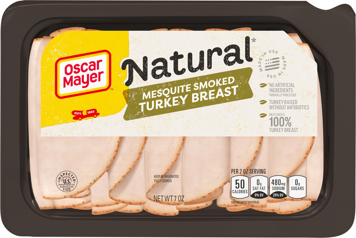 slide 9 of 9, Oscar Mayer Natural Mesquite Smoked Turkey Breast Sliced Lunch Meat, 7 oz. Tray. No artificial ingredients, minimally processed., 7 oz