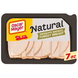 Oscar Mayer Natural Mesquite Smoked Turkey Breast Sliced Lunch Meat, 7 oz. Tray. No artificial ingredients, minimally processed.