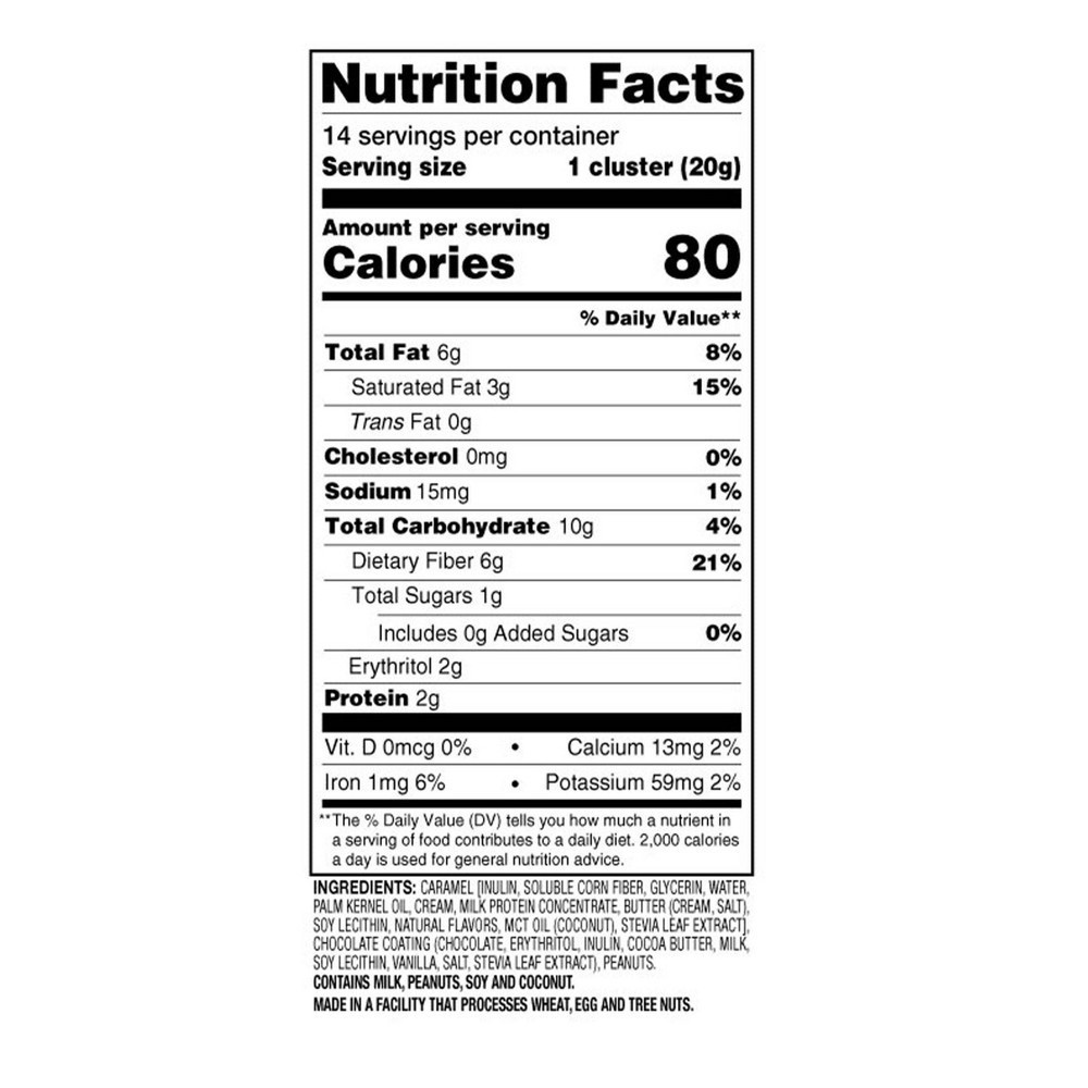 slide 3 of 3, SlimFast Keto Fat Bomb Caramel Nuts & Chocolate Snack Cluster 0.7 Oz 14 Count, 14 ct