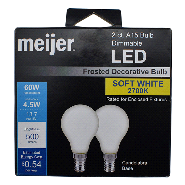 slide 1 of 1, 60W Equivalent A15 Dimmable Frost Glass Filament LED Light Bulb Soft White, 2 ct