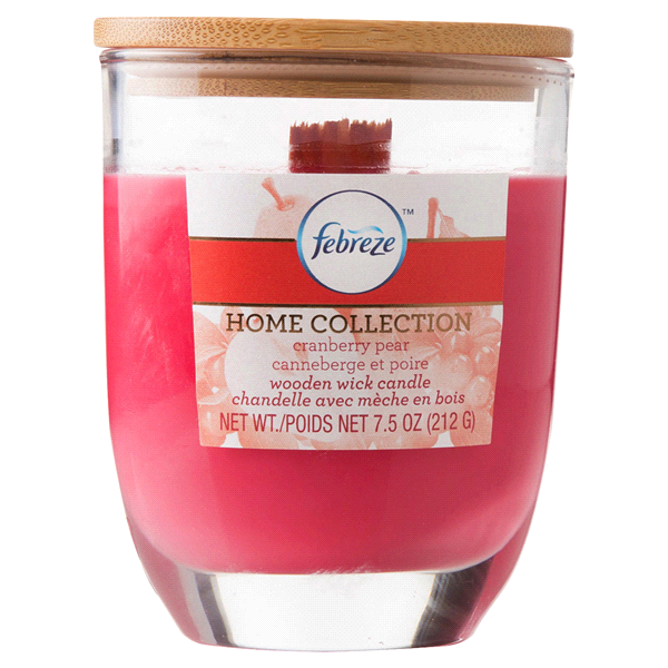 slide 1 of 1, Febreze Home Collection Wooden Wick Cranberry Pear Candle, 7.5 oz