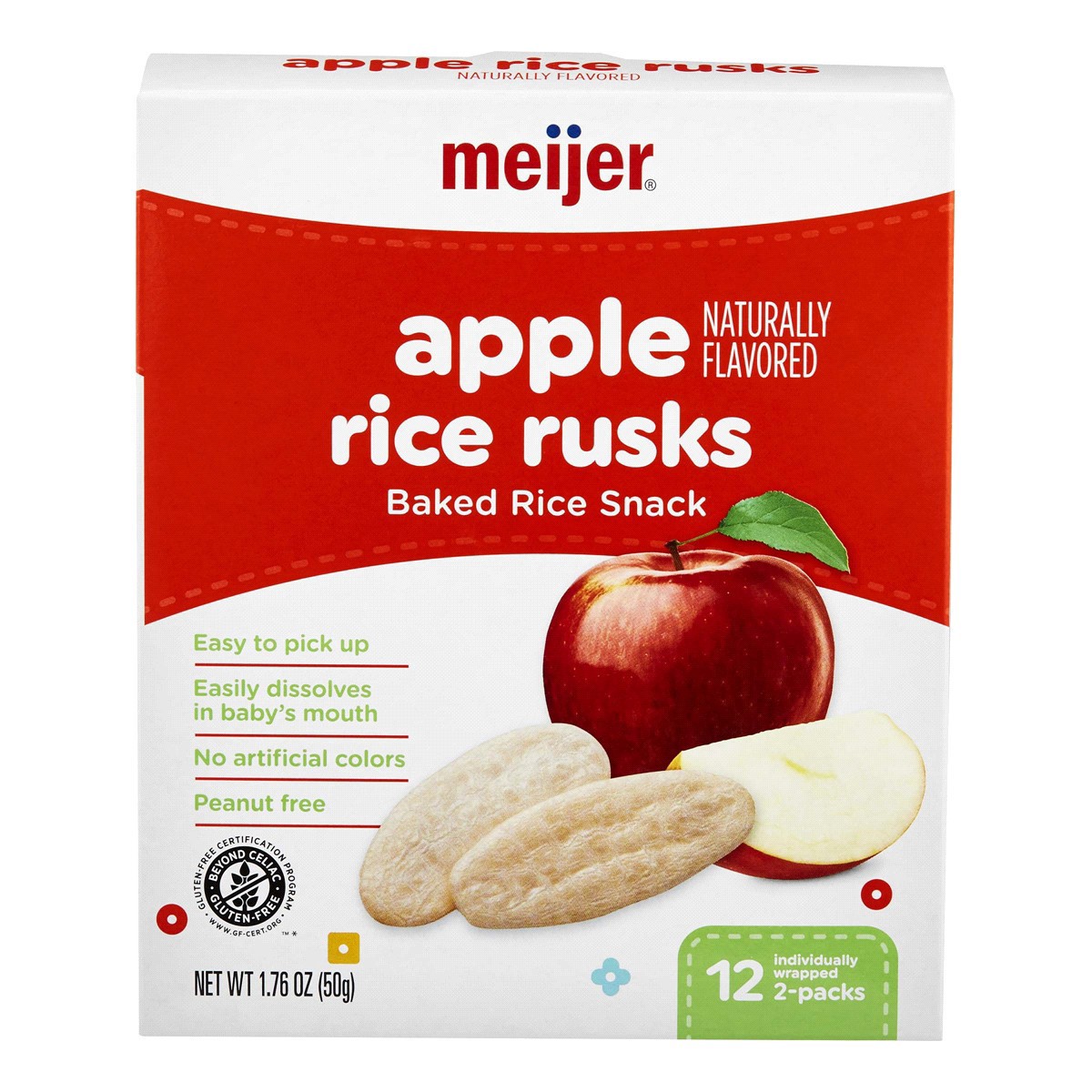 slide 1 of 9, Meijer Baby Apple Rice Rusks, 24 ct