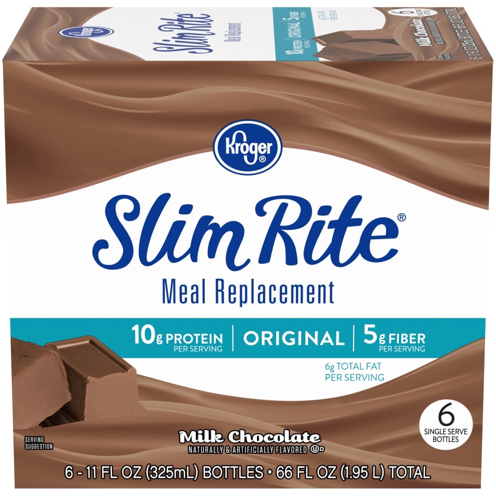 slide 1 of 1, Kroger Slim Rite Milk Chocolate Meal Replacement Shakes, 6 ct; 11 oz