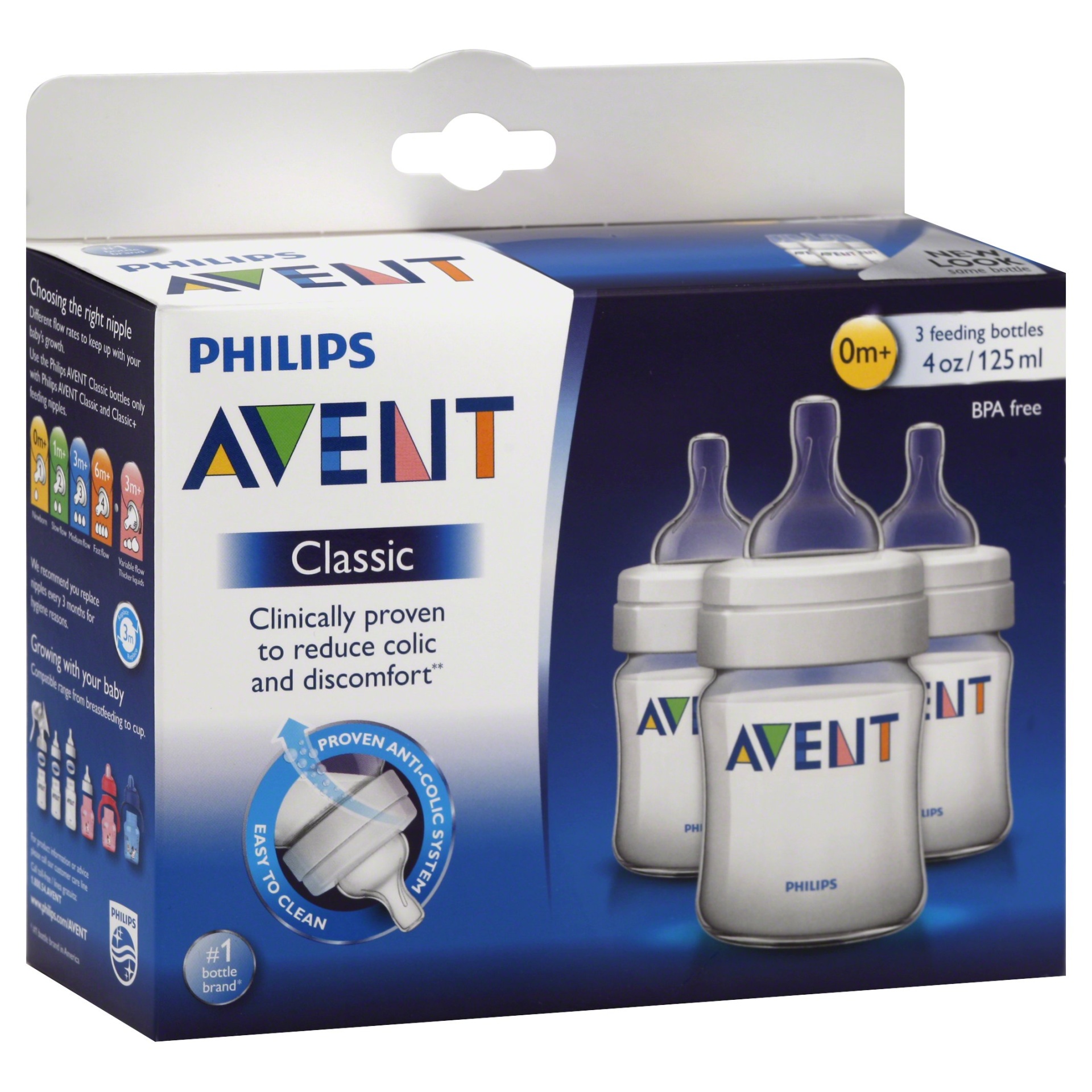 slide 1 of 1, Philips Avent Anti Colic Baby Bottle -Clear, 3 ct; 4 oz