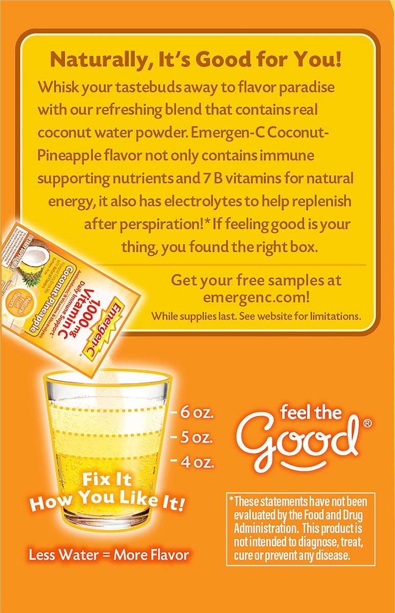 slide 5 of 7, Emergen-C Bonus Pack Packets 1,000 mg Coconut-Pineapple Vitamin C 30 ea, 30 ct