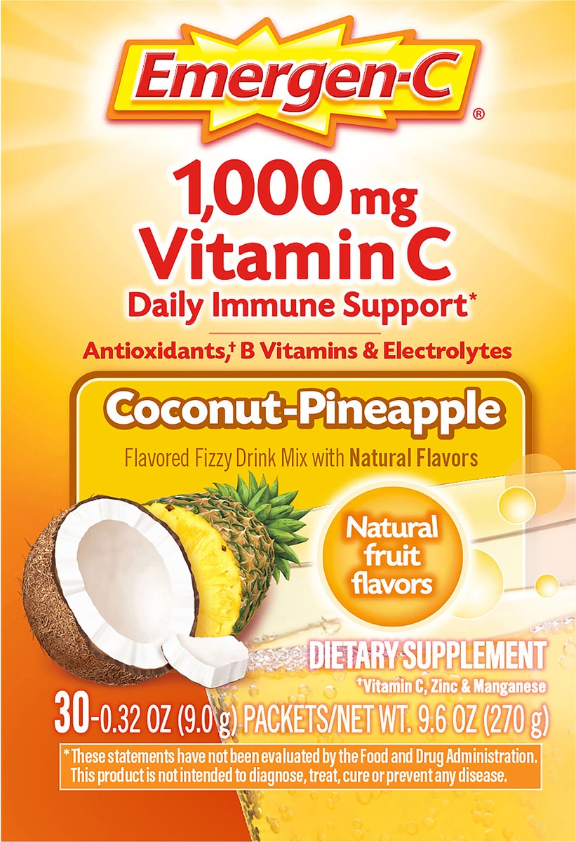 slide 6 of 7, Emergen-C Bonus Pack Packets 1,000 mg Coconut-Pineapple Vitamin C 30 ea, 30 ct