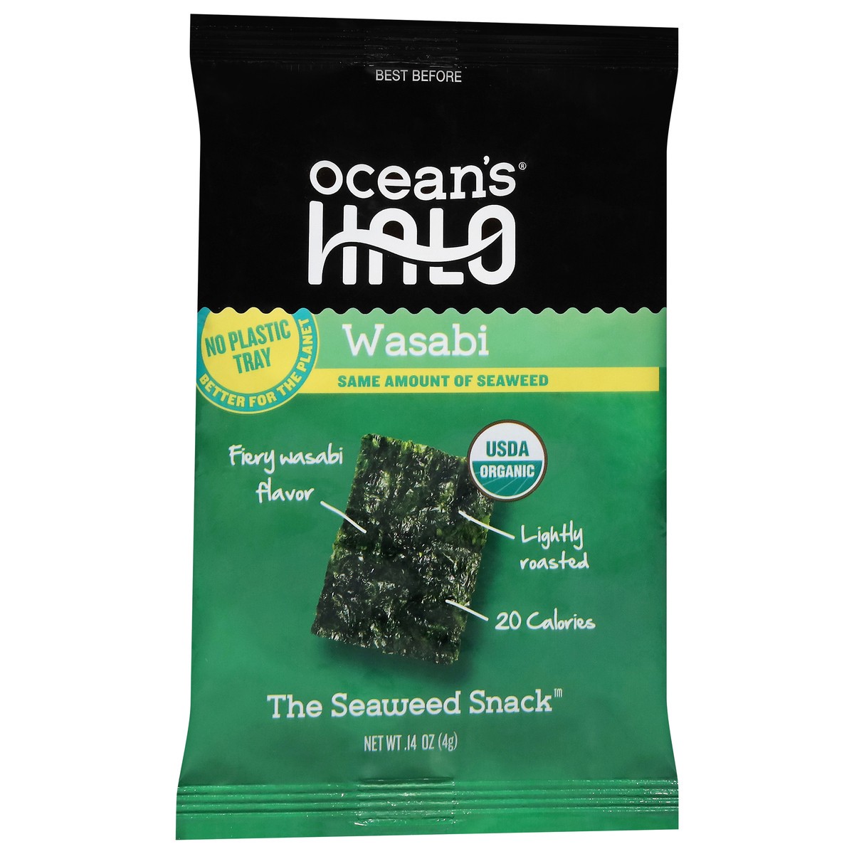 slide 3 of 14, Oceans Halo Seaweed Wasabi Snack, 0.14 oz