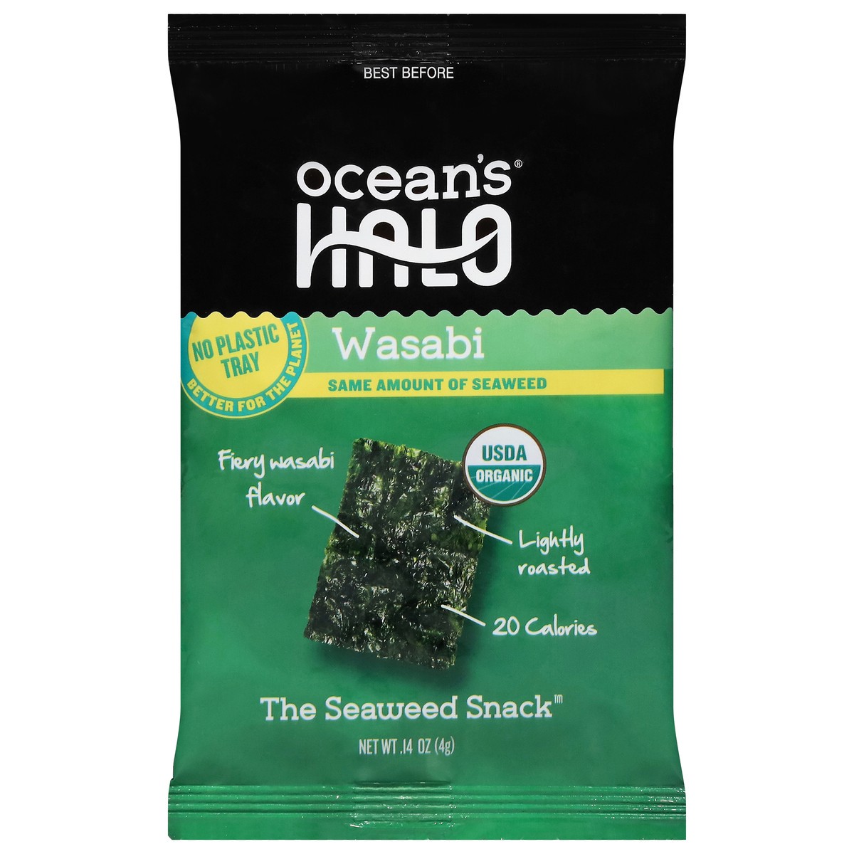 slide 6 of 14, Oceans Halo Seaweed Wasabi Snack, 0.14 oz
