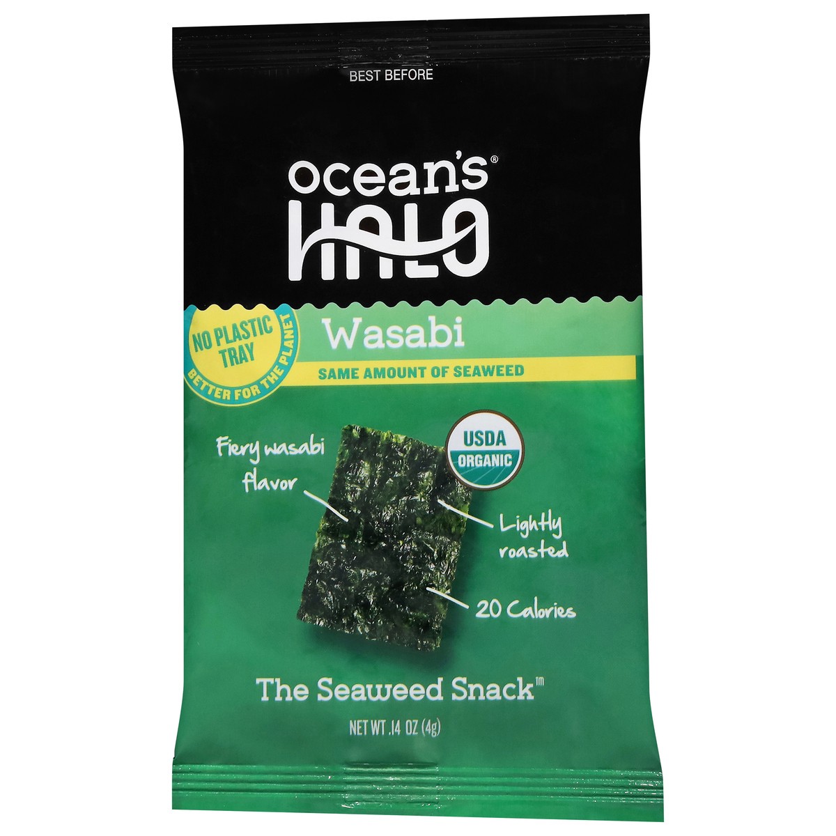 slide 2 of 14, Oceans Halo Seaweed Wasabi Snack, 0.14 oz