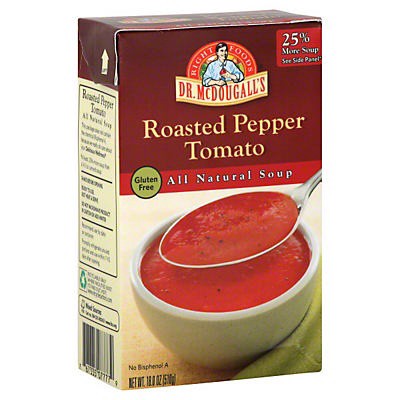 slide 1 of 4, Dr. McDougall's Roasted Pepper Tomato All Natural Soup, 18 oz