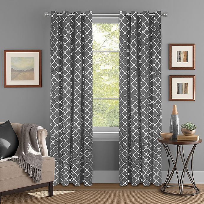 slide 1 of 2, Colordrift Golden Gate Grommet Top Window Curtain Panel - Grey, 95 in