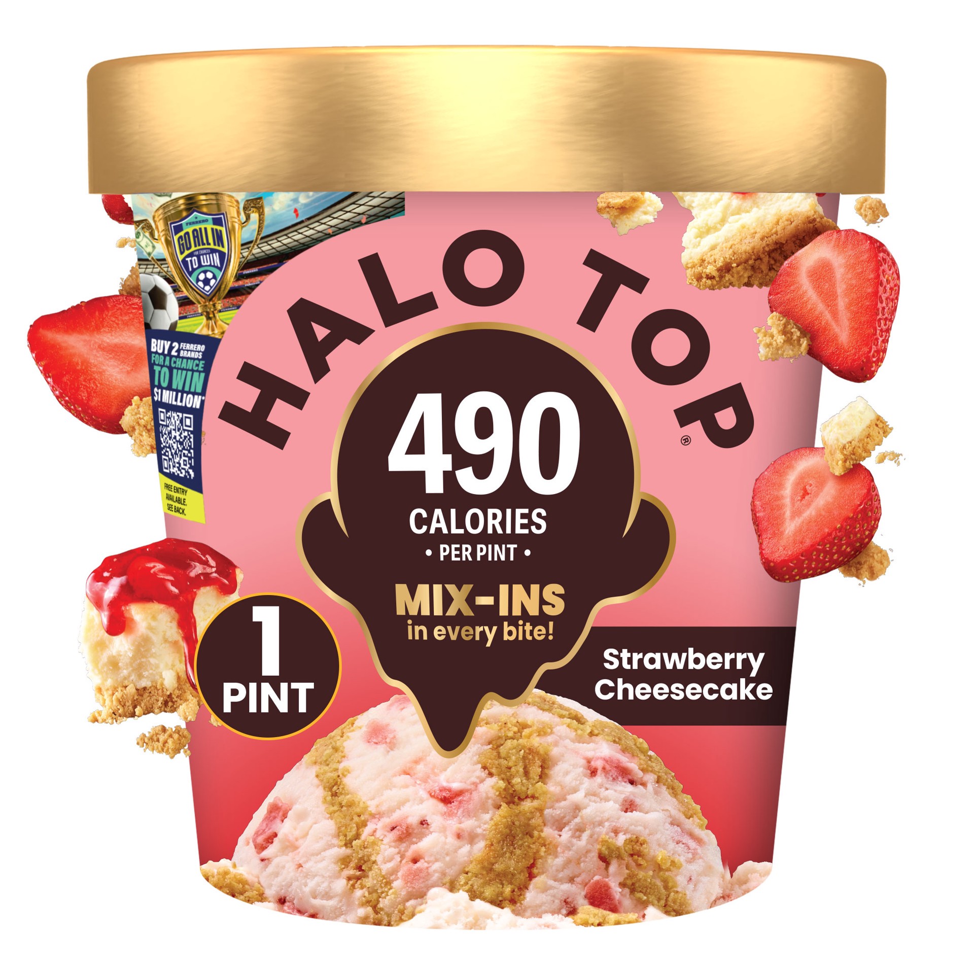 slide 1 of 14, Halo Top Strawberry Cheesecake Light Ice Cream Pint, 16 fl oz, 16 fl oz