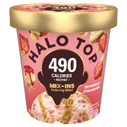 Halo Top Strawberry Cheesecake Light Ice Cream Pint, 16 fl oz
