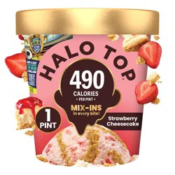 Halo Top Strawberry Cheesecake Light Ice Cream Pint, 16 fl oz