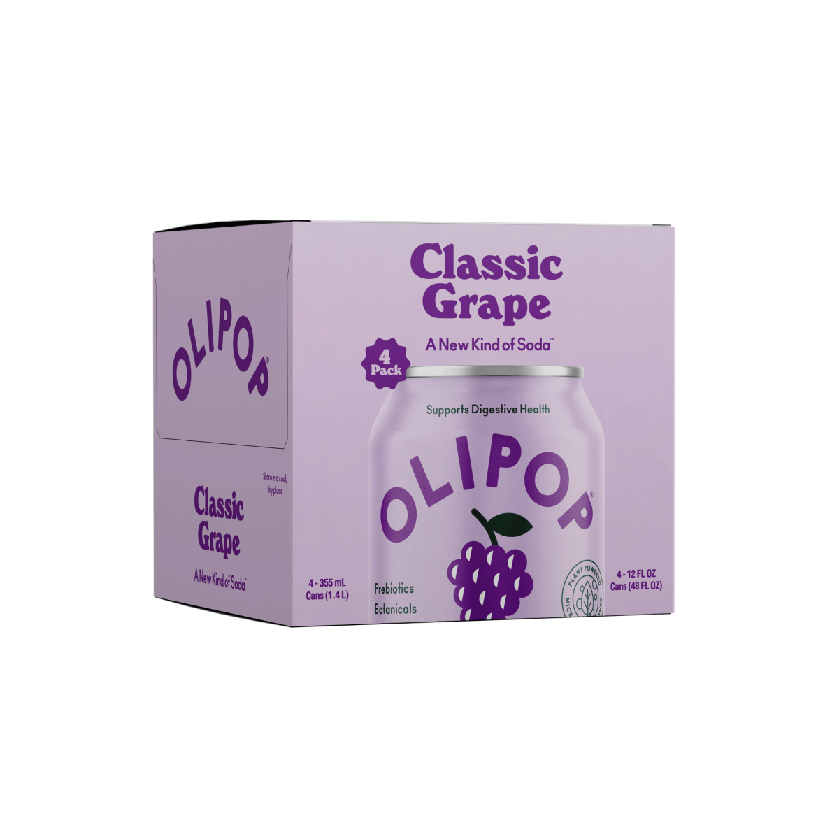 slide 1 of 5, Olipop Classic Grape Soda 4 - 12 fl oz Cans, 4 ct