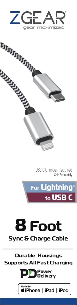 slide 1 of 1, Zgear Braided Apple Mfi Usb Charging Cable, 8 ft