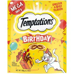Temptations Lobster and Beef Flavor Birthday Cat Treats - 6.3oz
