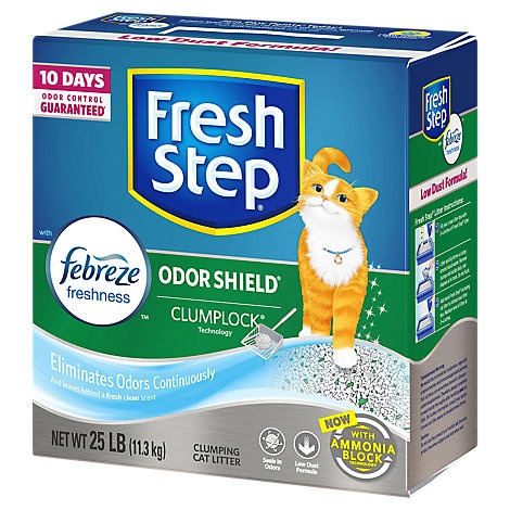 slide 1 of 1, Fresh Step Cat Litter Scoopable Odor Shield Scented, 25 lb