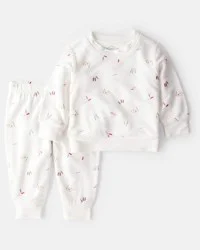 Carter's Baby Girl Paint Print PurelySoft Long-Sleeve Tee & Pant Set - Ivory Ivory 12M