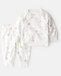 Carter's Baby Girl Paint Print PurelySoft Long-Sleeve Tee & Pant Set - Ivory Ivory 12M