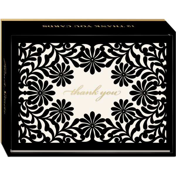 slide 1 of 2, Punch Studio Thank You Cards, 3-1/2"" X 5"", Luxe Lace, Box Of 12 Cards, 12 ct