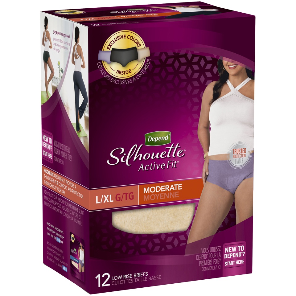 Depend Silhouette Active Fit Incontinence Underwear For Women Moderate Absorbency Lxl 12 Ct 0796