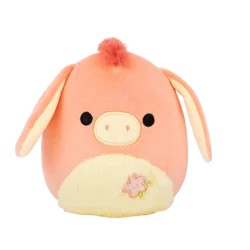 Squishmallows Donkey with Fuzzy Belly and Flower Embroidery - Peach / Yellow, 5 in