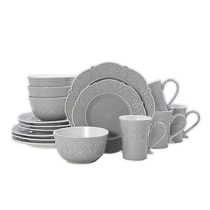 slide 1 of 6, Pfaltzgraff Abby Dinnerware Set - Grey, 16 ct