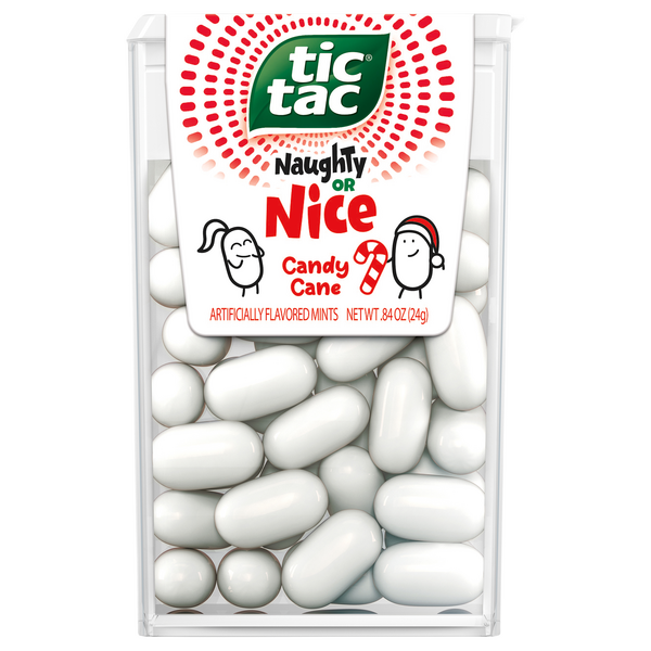 slide 1 of 1, Tic Tac Mints, Candy Cane, Naughty Or Nice, 0.84 oz