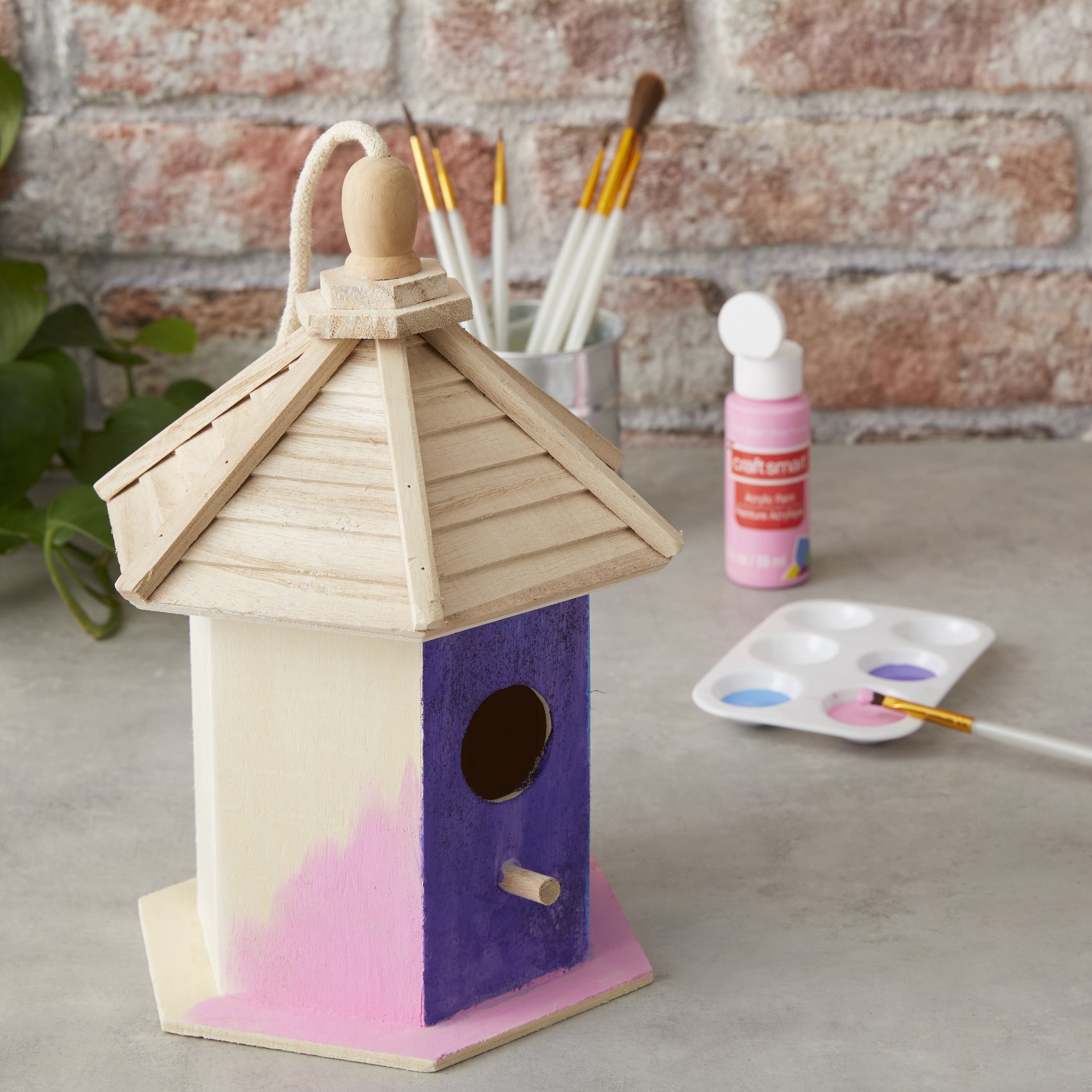 slide 3 of 3, 9.5" Wood Gazebo Birdhouse By Make Market, 6.6 in x 5.8 in x 9.5 in