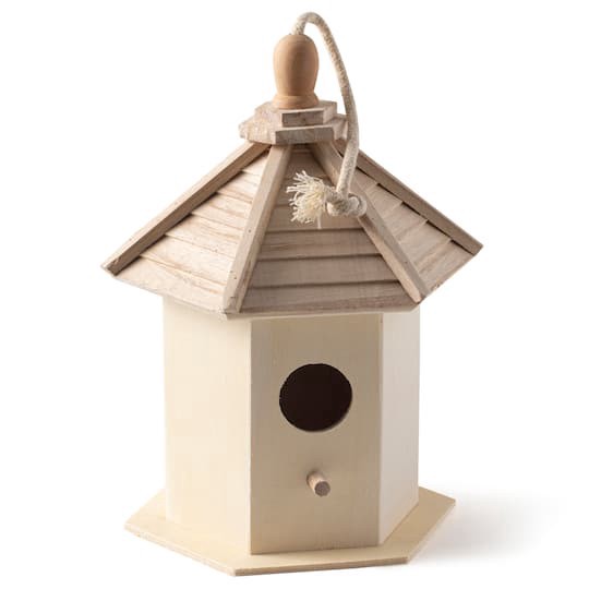 slide 1 of 3, 9.5" Wood Gazebo Birdhouse By Make Market, 6.6 in x 5.8 in x 9.5 in
