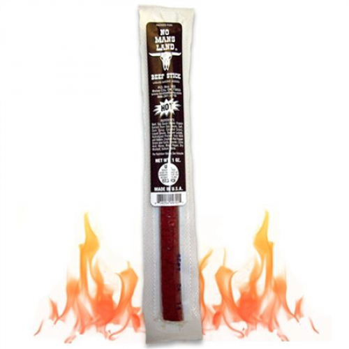 slide 1 of 5, No Man's Land Hot Beef Stick, 1 oz