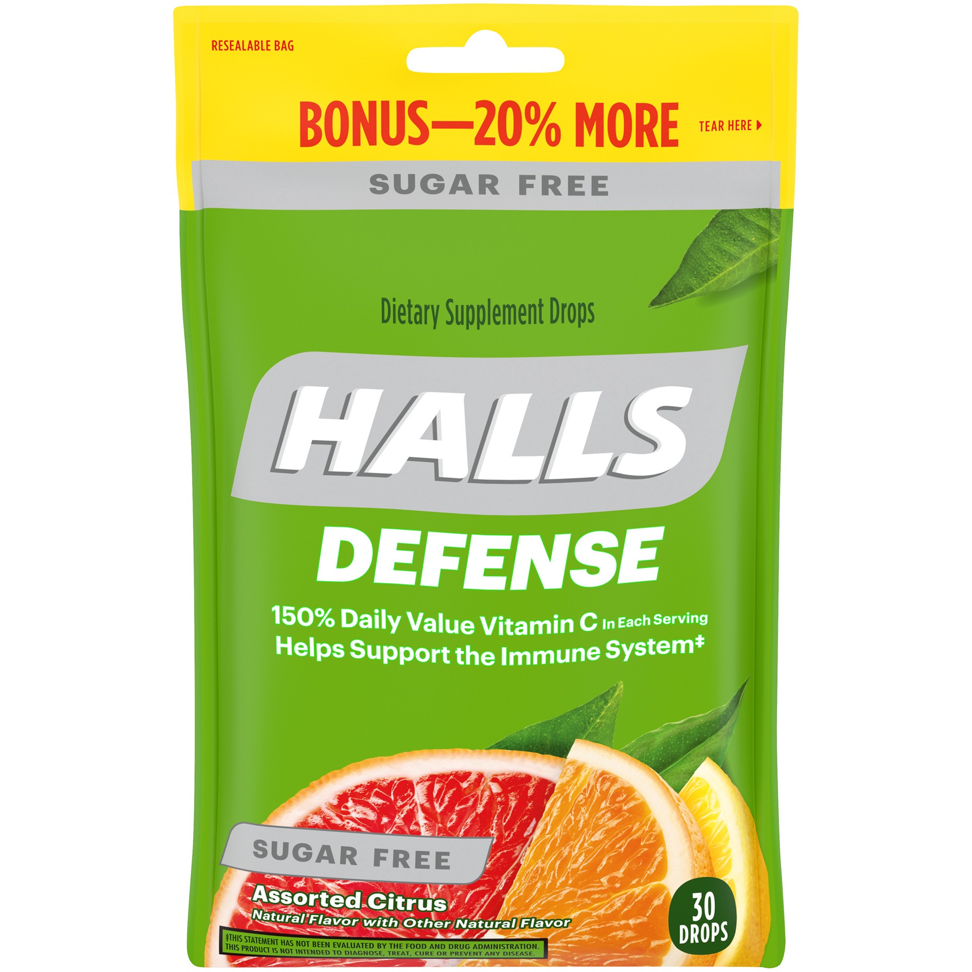 slide 1 of 5, HALLS Defense Assorted Citrus Cough Drops 3.28 oz, 0.20 lb