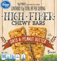 slide 1 of 1, Kroger High Fiber Oats & Peanut Butter Chewy Bars, 5 ct; 1.4 oz