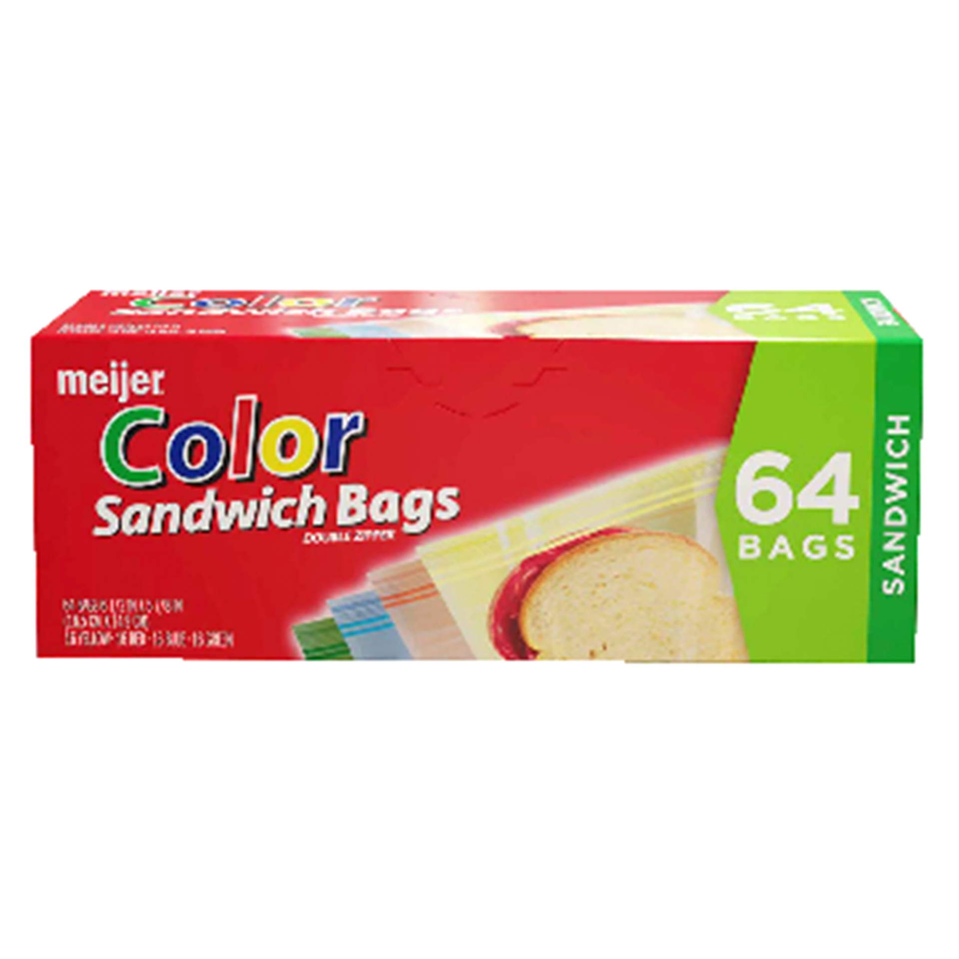 Meijer Recloseable Color Sandwich Bags, 64 ct