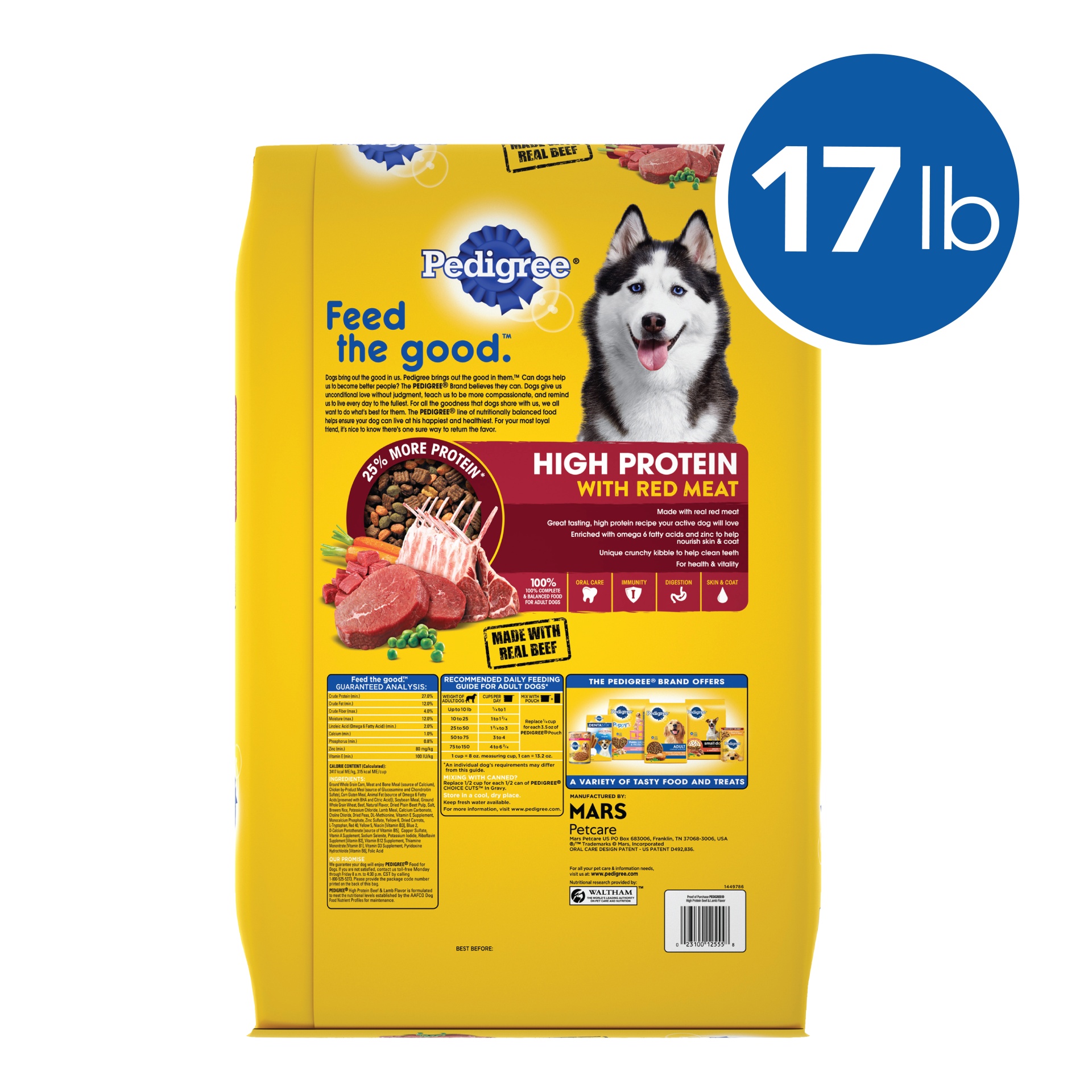 slide 7 of 7, PEDIGREE High Protein Adult Dry Dog Food Beef and Lamb Flavor Dog Kibble, 17 lb