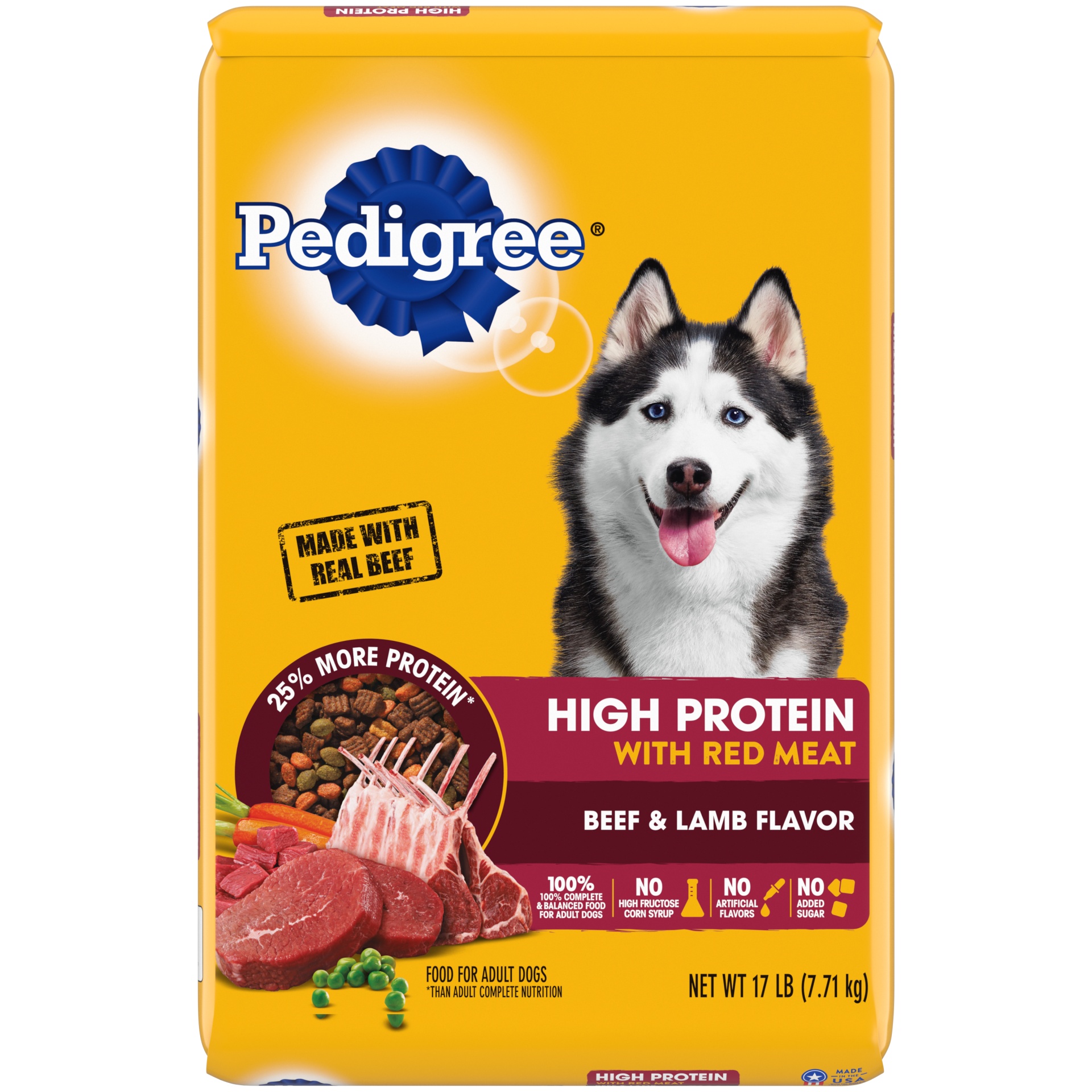 slide 1 of 7, PEDIGREE High Protein Adult Dry Dog Food Beef and Lamb Flavor Dog Kibble, 17 lb