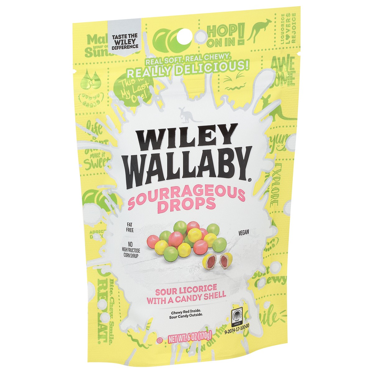 slide 5 of 9, Wiley Wallaby Sourrageous Drop Sour Licorice with a Candy Shell 6 oz, 6 oz