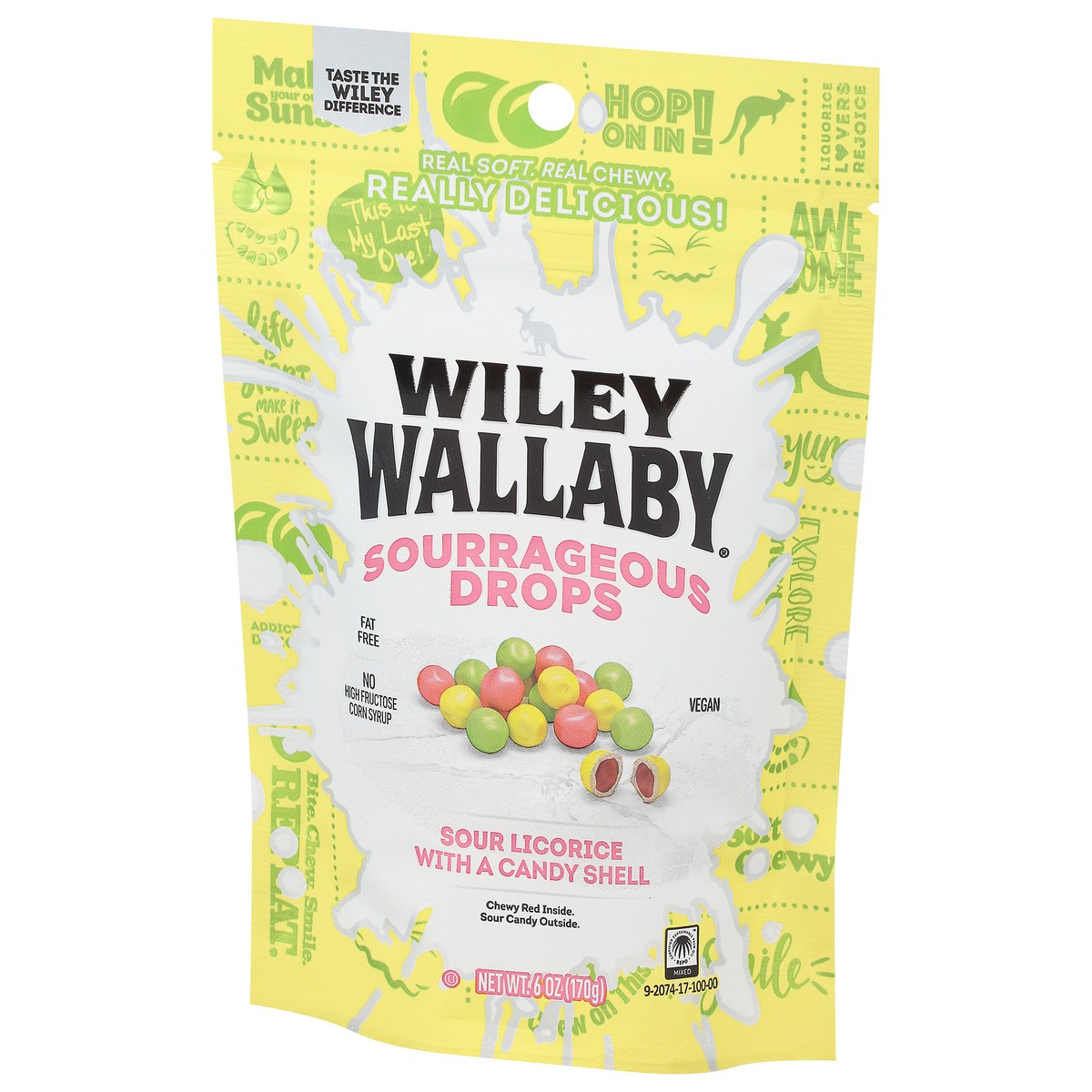 slide 9 of 9, Wiley Wallaby Sourrageous Drop Sour Licorice with a Candy Shell 6 oz, 6 oz