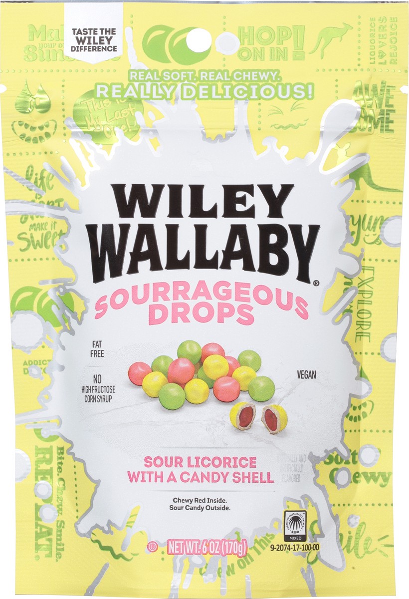 slide 8 of 9, Wiley Wallaby Sourrageous Drop Sour Licorice with a Candy Shell 6 oz, 6 oz