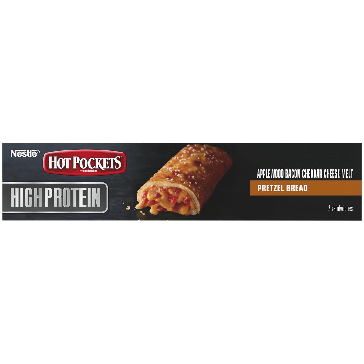 slide 6 of 14, Hot Pockets Frozen Snacks High Protein Bacon Cheddar Melt Pretzel Bread Crust Frozen Sandwiches, 9 oz