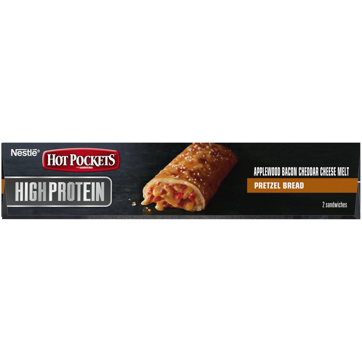 slide 8 of 14, Hot Pockets Frozen Snacks High Protein Bacon Cheddar Melt Pretzel Bread Crust Frozen Sandwiches, 9 oz