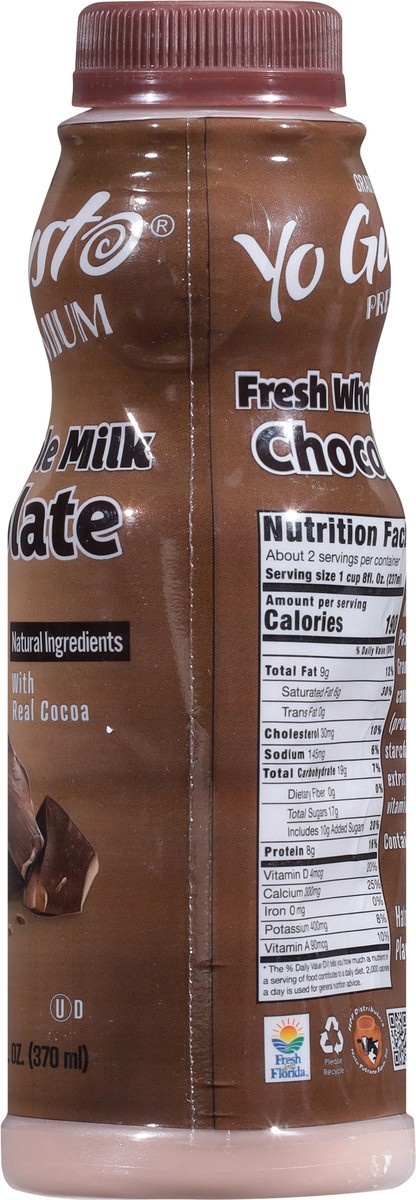 slide 2 of 13, Yo Gusto Premium Fresh Whole Chocolate Milk 12.5 fl oz, 12 oz